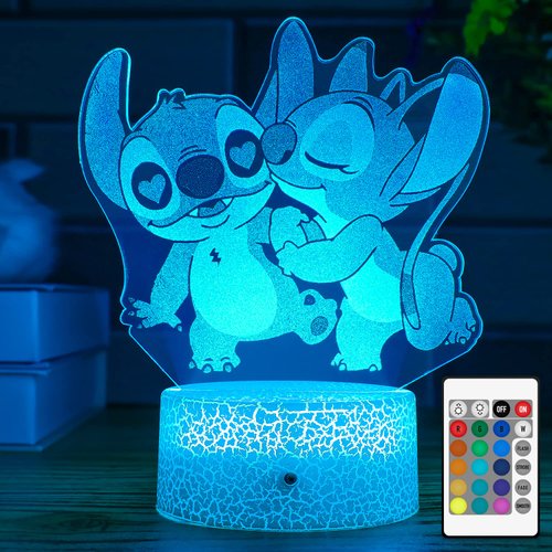 NINE SQUARE EGOU Stitch Night Light with Timer Remote & Smart Touch 7 Colors Changing Dimmable Lamp Cool Room Decor for Bedroom Boys
