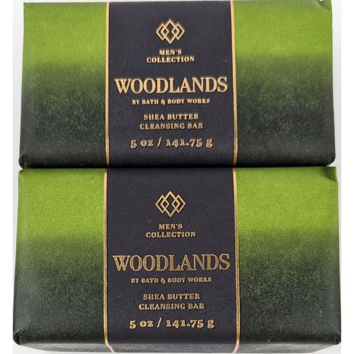 2 Men's Collection Woodlands Shea Butter Cleansing Bar Soap bath body 5oz
