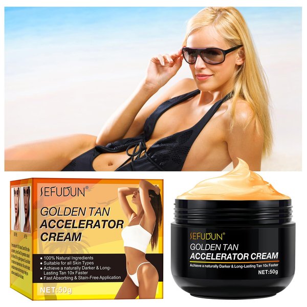 Natural Tanning Accelerator Cream Gel: Premium Shine Brown Dark Tanning Cream Suitble for Tanning in Sunbeds and Outdoor Sunbathing