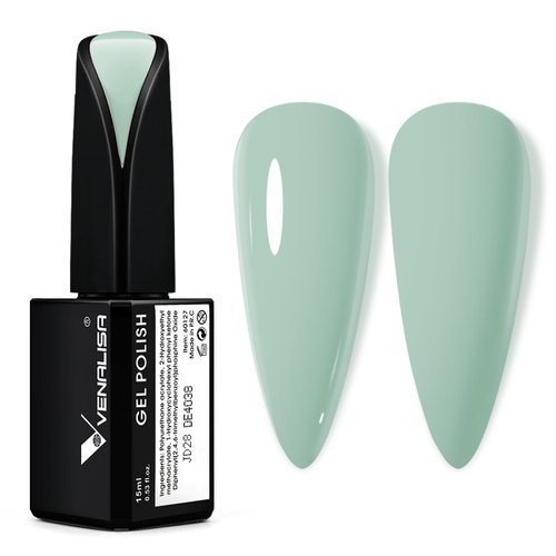 VENALISA 15ml Sage Green Gel Nail Polish, Mint Light Green Gel Polish Olive Pastel Green Color Soak Off UV LED Nail Gel Polish Nail Art Starter Manicure Salon DIY at Home, 0.53 OZ