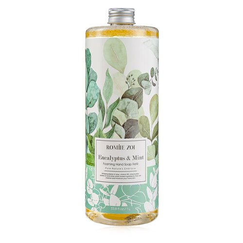 ROMIIE ZOI Foaming Hand Soap Refill, Eucalyptus & Mint, Gentle & Moisturizing Formula, 1 L/ 33.8 FL OZ