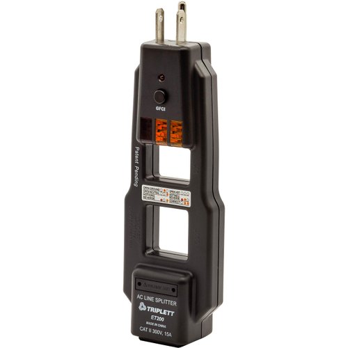 Triplett ET200 AC Line Splitter and GFCI Outlet/Receptacle Tester with 5 Visual Indicators