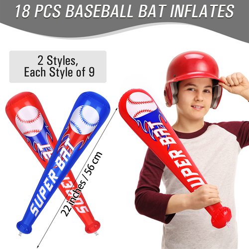 durony 18 Pieces Baseball Bat Inflates 22 Inch Inflatable Baseball Inflates, Baseball Party Supplies, Sports Theme Toy, Birthday Party Decorations