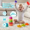 AMCHSURI Stacking Cups Toy Set, Fun Educational Baby Toys, 13-PC Stackable Cups with Number Rainbow Nesting Cups & Bath Boats Bath Toy for Babies 6-12 Months Stacking Cups for Toddlers 1-3