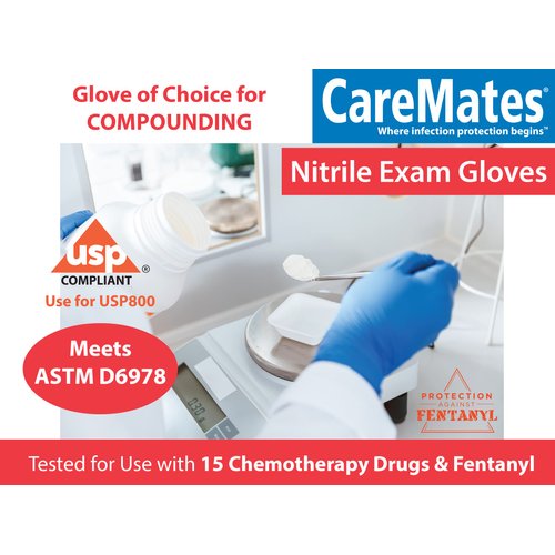 CareMates Nitrile Medical Exam Gloves, Latex Free Rubber, Powder Free, Extra Strong, 4 Mil Thick, Certified for Home Infusion, First Aid, Food Safe, Cleaning Gloves, Medium, 50-Count