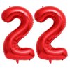 Red 22 Number Balloons, 40 Inch Giant Number 22 Balloons Foil Mylar Helium Red Number Balloons for 22th Birthday Party Supplies Anniversary Event Celebration Decorations