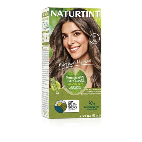 Naturtint Permanent Hair Color 6N Dark Blonde (Pack of 1), Ammonia Free, Vegan, Cruelty Free, up to 100% Gray Coverage, Long Lasting Results