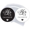 100 Labels 1.9 Inch His Her Favorite Wedding Favors Black White Stickers (4x6 Bags)