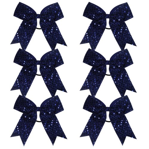 Cheer Bow Sequin 6 Inch 6 Pcs Bling Fling Cheerleader Cheerleading Jumbo Cheer Bow Hair Tie Hair ...