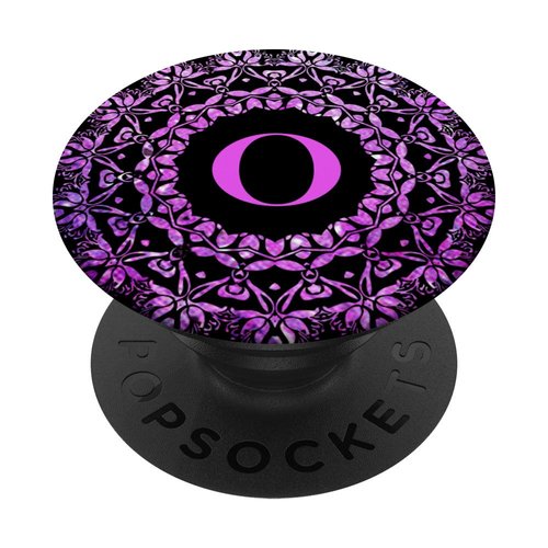 Cell Phone Pop Up Grip Holder,Monogram Mandala Pink Purple O PopSockets Grip and Stand for Phones and Tablets
