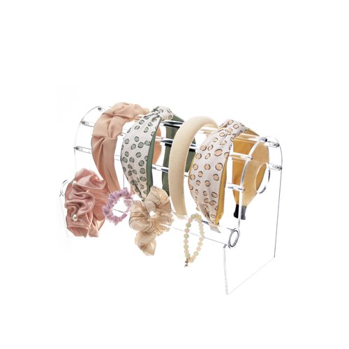 KunGe Clear Headband Holder, Multi-use Headband Organizer, Acrylic Scrunchie Hair Hoops Display Stand, Hairband Rack Holder, Hair Ties Storage Holder for Girls Women