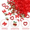 BELICEY 120Pcs Bow Nail Charms Red Acrylic Flatback Heart Nails Decoration Alloy Cherry Charms for Nails Gems and Rhinestones for Women Manicure DIY Nail Art Design Crafts