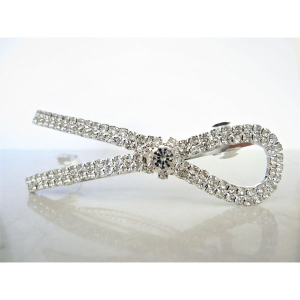 Generic Crystal bow knot hair barrette clip bridal clip barrette medium fine hair
