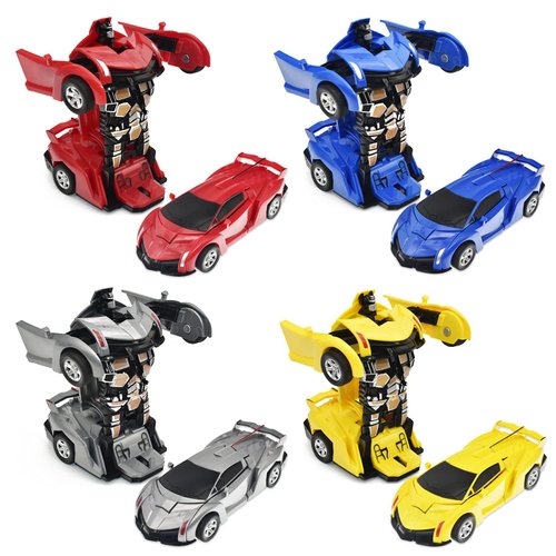 CDDZSW 4 Pack 3-5 Years Old Boys Toddler Pull Back Transforming Toy Cars, Pull Back Truck Toys for Boys and Girls, Birthday Gifts for Boys and Girls Over 3 Years Old