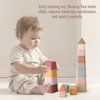 YIVEKO Baby Stacking Cups Toy, Silicone Stacking Tower, Silicone Soft Teething Toy Educational Baby Toys, Baby Building Toys Blocks, 6 Months+, 8 Pcs Set-Gentle