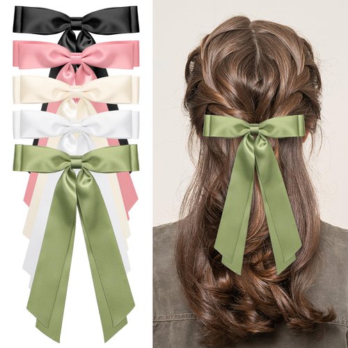 5PCS Silky Satin Hair Bows, Etercycle Beautiful Hair Ribbon Tassel Bow Clip, BowKnot Barrettes Ha...