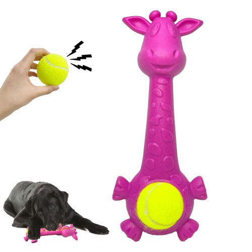 SW PRODUCTS 11&quot; Interactive Retrieving Dog Toy, Giraffe-Shaped Dog Toy with Squeak Ball, Treat Di...