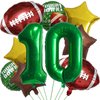 HADCKJA Football Balloon Football Birthday Decorations 10th Birthday Balloon Rugby Gold Brown Star Rugby Field Balloon Touchdown Sports Theme Football Party Supplies Birthday Party Decorations 10Pcs