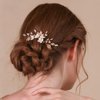 Soulshow New Soft Material Polymer Clay White Flower Wedding Hair Accessories Handmade Pearl Rhinestone Gold Wedding Hair Comb Bridal Hair Accessories
