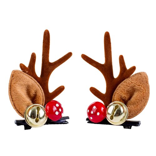 Christmas Reindeer Hair Clips Cute Ring Hair Clip for Women Girls Brown Elk Ears Hair Barrettes Deer Antlers Barrettes Deer Tail Clip Xmas Mushroom Hairpins Non-Slip Christmas Hair Accessories 2Pcs