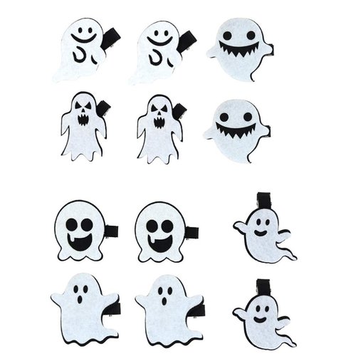 Lurrose 12Pcs Halloween Ghost Hair Clips Cartoon Horror Ghost Hair Barrettes Duckbill Hairpins Halloween Party Hair Accessory for Halloween Costume Party Decoration