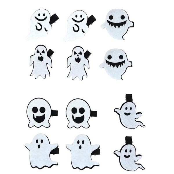 Lurrose 12Pcs Halloween Ghost Hair Clips Cartoon Horror Ghost Hair Barrettes Duckbill Hairpins Halloween Party Hair Accessory for Halloween Costume Party Decoration
