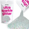 Hemway Premium Ultra Sparkle Glitter Multi-Purpose Metallic Flake for Nail Art, Cosmetic Graded, Makeup, Festival and Hair 100g / 3.5oz - Microfine (1/256 0.004 0.1mm) - Silver Holographic