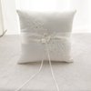 Awtlife Flower Wedding Ring Pillow Ivory Cushion Bearer for Beach Wedding 8.26 Inch