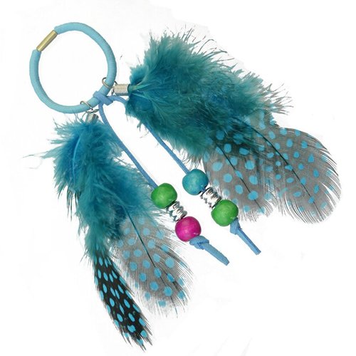 Suoirblss 4PCS Women Lady Girls Handmade Boho Hippie Hair Rope Head Wrap Hair Band Headbands Elastics Feather Hair Tie Ponytail Holders Hair Accessories Headdress