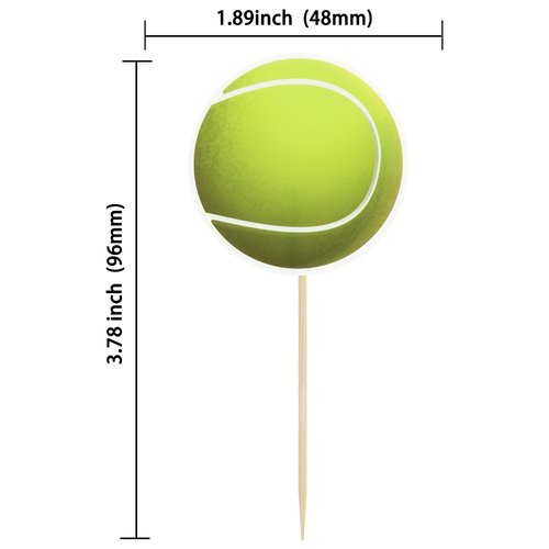 Gyufise 36Pcs Tennis Cupcake Toppers Sports Ball Tennis Cupcake Picks Tennis Theme Birthday Cake Decorations for Baby Shower Kids Birthday Party Cake Decorations Supplies