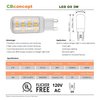 CBconcept UL Listed G9 LED Light Bulb, 5 Pack, 3 Watt, 310 Lumens,Not Dimmable, Warm White 3000K, 360 degree Beam Angle, 120 Volt, 40W Equivalent JCD Halogen G9 Replacement Patented Designed