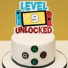 Level 9th Unlocked Cake Topper - Electronic Games Theme Boys Birthday Party Decorations Supplies - 9th Happy Birthday