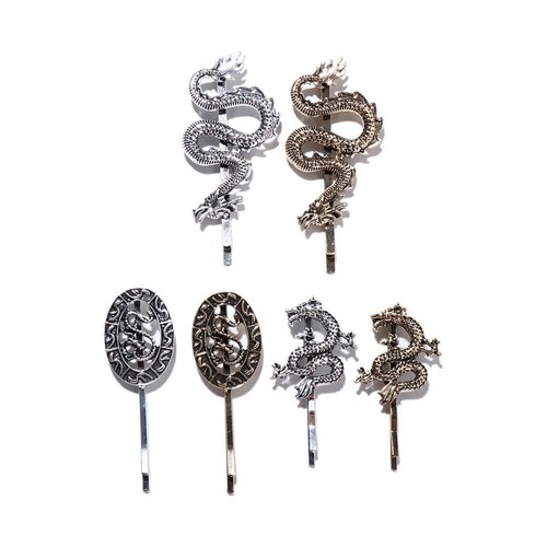 6 Pcs Vintage Dragon Hair Clips Set, Personality Punk Chinese Dragon Hairpin Hair Clamps, 3 Design Metal Hair Bangs Clips Headwear for Women Girls(gold and silver)