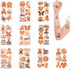 WANDIC 30 Sheets Orange Ribbon Temporary Tattoos, Leukemia Awareness Tattoo Sticker Lymphoma Kidney Cancer Awareness Stickers for Charity Eveny