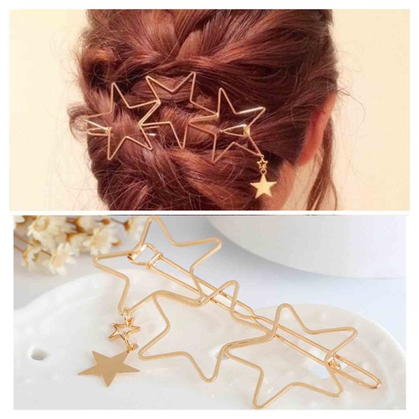 Yheakne Boho Star Hair Clip Barrette Gold Hollow Hair Barrette Hairpin Metal Geometry Hair Clip Minimalist Bobby Pin Modern Hair Accessories for Women and Gilrs (Star)