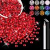 4000PCS 4mm Resin Rhinestones in Bulk (Red), Bedazzling Flatback Crystals for Crafts DIY Nail Decoration, Gems Charms for Tumbler Shoes Clothing Fabric with Pickup Pen and Tweezers
