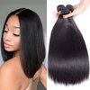 PINJUOO Bob Bundles Human Hair Short Straight Hair 3 Bundles 12 12 12 Inch 100% Unprocessed Raw Weave Human Bundles Sew in Human Hair Extensions Natural Black Color for Women (100g/Bundle）