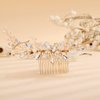 Rumtock Rhinestones Beads Long Gold Hair Comb for Wedding Brides Women Girls Handmade Hair Piece Vintage Handmade Jewelry (Gold)
