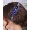 Rumtock Blue Hair Comb with Earrings for Women Girls Wedding Bridal Hair Piece Handmade Bnaquet Prom Jewelry