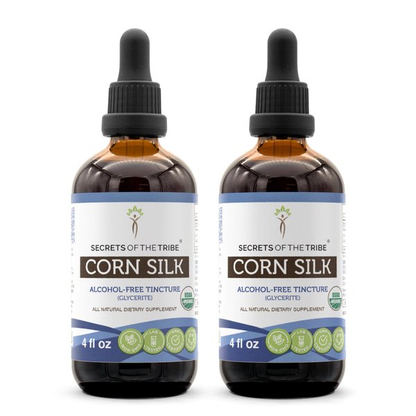 Secrets of the Tribe Corn Silk USDA Organic | Alcohol-Free Extract, High-Potency Herbal Drops | Made from 100% Certified Organic Corn Silk (Zea Mays) Dried Silk 2x4 Fl Oz