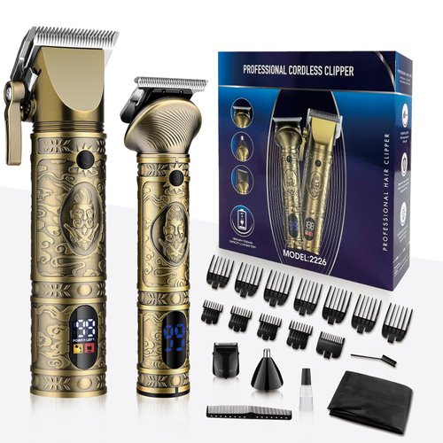 AMULISS Professional Hair Clippers for Men - Cordless Hair Clippers and Trimmers Set Barber Clippers Hair Cutting Kit Mens Beard Trimmer Nose Hair Trimmer Gift for Men