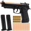 Bugrtey Black Toy Gun, Automatic Shell Ejecting Toy Gun with 120 Soft Bullets, 18 Shells and 2 Magazines Toy Foam Blasters & Guns Fidget Toy, Christmas Birthday Gifts for Boys Girls Kids Adults Age 8+