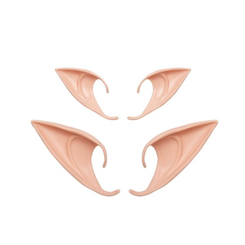2 Pairs Elf Ears - Cosplay Fairy Pixie Soft Pointed Ears, Elf Ears Tips Anime Party Dress Up Costume Makeup Masquerade Accessories Halloween Elven Vampire Fairy Ears (2 Pairs)