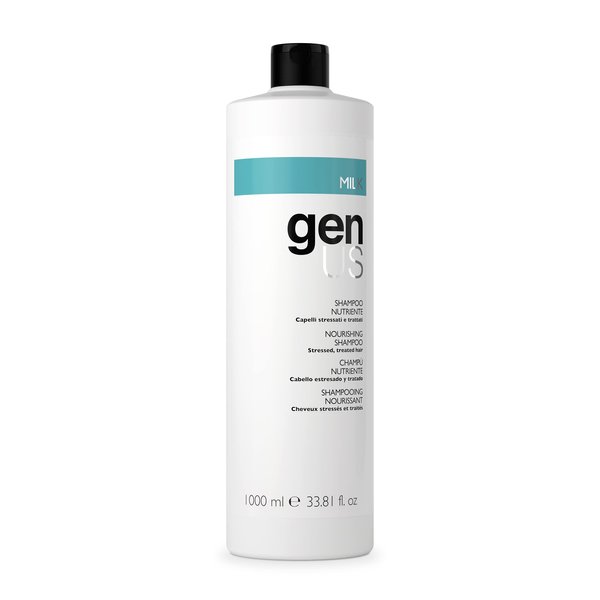 GENUS Milk Nourishing Shampoo - Milk & Wheat Proteins for Stressed, Treated Hair, Gentle Cleansing, Deep Nourishment, Adds Shine & Softness - 1000ml