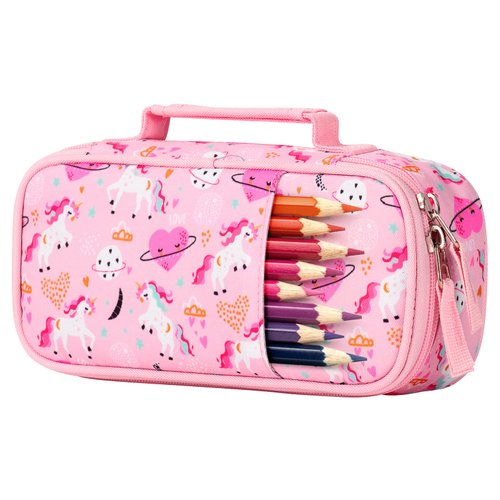 Choco Mocha Unicorn Pencil Case for Girls Pencil Box for Girls Pencil Pouch for Girls Pencil Case for Kids Pencil Bag for School Kindergarten Preschool Zipper Organizer Soft Cute Small Gift Pink