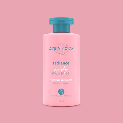 Aqualogica Radiance+ Squishy Shower Gel with Watermelon & Niacinamide | Relieves Dryness & Retains Moisture | Unisex Body Wash for Smooth & Radiant Skin | 8.45 Fl Oz/250ml