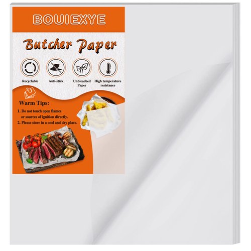 Bouiexye 240 Sheets White Butcher Paper No Wax Butcher Paper Precut 12 x 12 in Butcher Paper Square Meat Sheet Disposable for Wrapping Meat Sublimation Heat Press