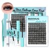 Mayhug Lash Extension Kit 120Pcs Lash Clusters Kit Wispy Eyelash Extensions 8-18MM Individual Lashes Extensions with Bond and Seal Lash Glue and Eyelash Extension Tweezers DIY at Home