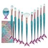 Mermaid Makeup Brushes Sets, Mermaid Makeup Cosmetic Brush Set Soft Nylon Bristles Beauty Brushes Kit Foundation Powder Cream Eyebrow Eyeliner Blush Cosmetic Concealer Brush with Bag