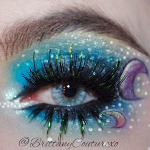 Elegant Lashes C966 Premium Color False Eyelashes (Thick Black False Eyelashes with Green Metallic Mix) Halloween St Patrick's Day Dance Rave Costume